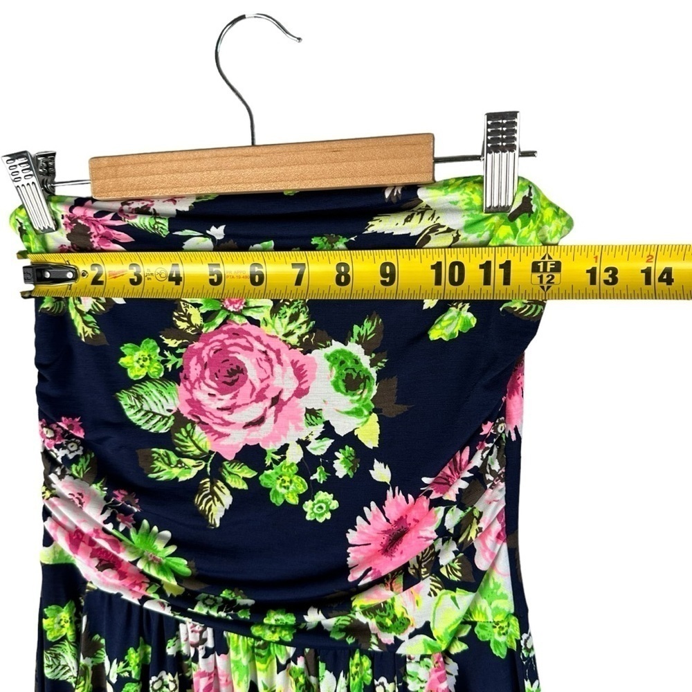 VANILLA BAY NAVY AND NEON PINK FLORAL MAXI DRESS WITH POCKETS SMALL - Picture 7 of 11